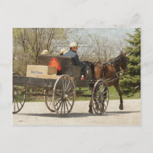 Amish Family Heading Zuhause Postkarte