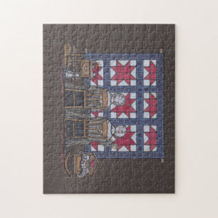 Amish-Frauen beim Quilten Puzzle