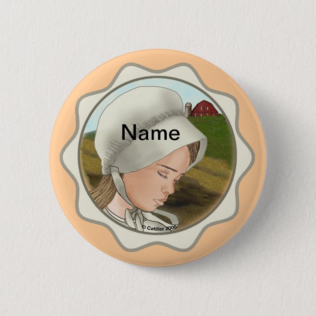 Amish Girl Bonnet Button-Schaltfläche Button (Vorderseite)