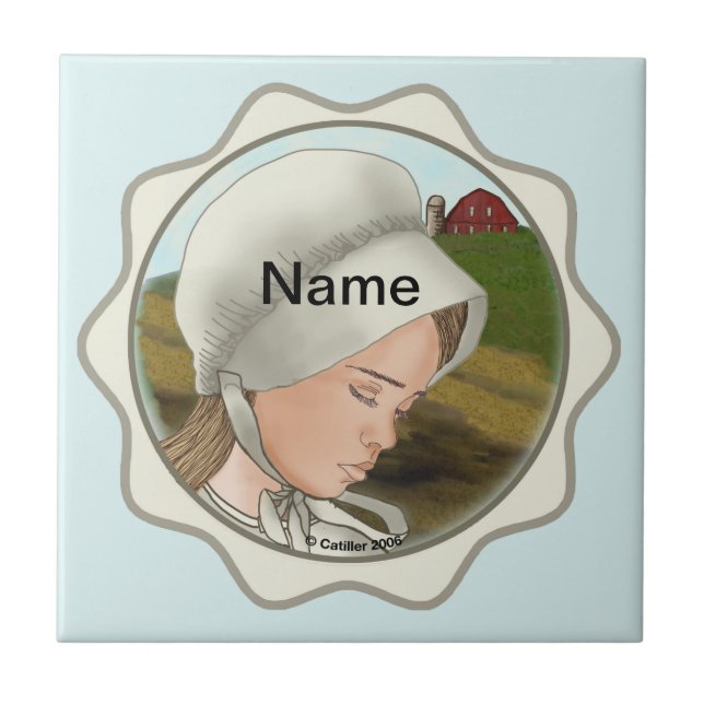 Amish Girl Bonnet Fliese (Vorderseite)