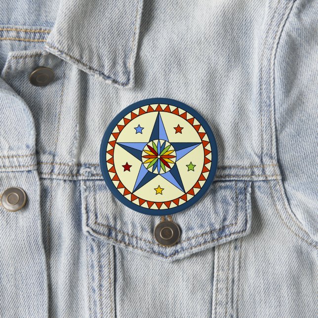 Amish - Hex-Stern - GLÜCK 1 Button (Beispiel)