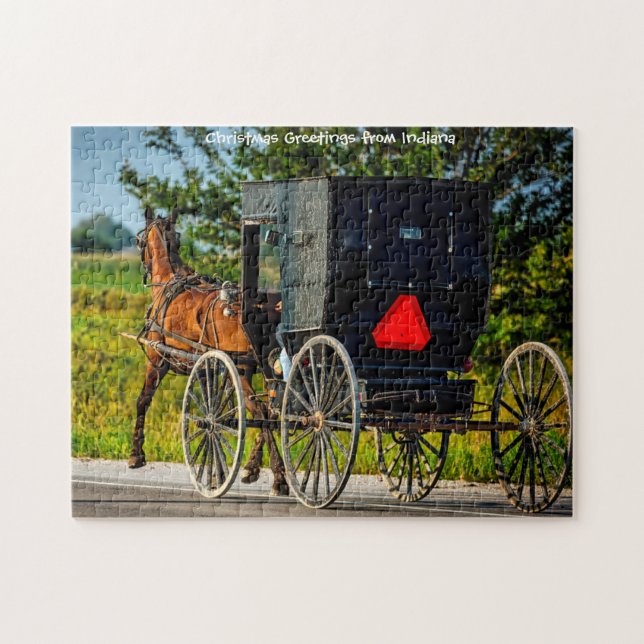 Amish Horse Buggy Indiana. Jigsaw Puzzle (Horizontal)