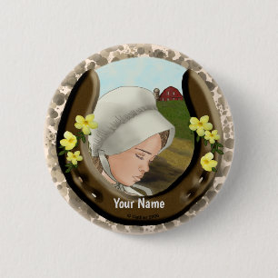 Amish Horseshoe Girl Button