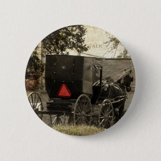 Amish Horst und Buggy Sepia Postcard Button