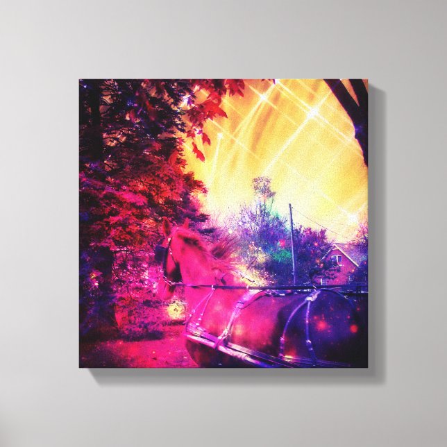 Amish Horst und Buggy Spaß Digitale Kunst Leinwanddruck (Vorderseite)