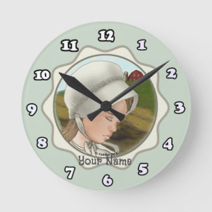 Amish-Mädchen-Haube Runde Wanduhr