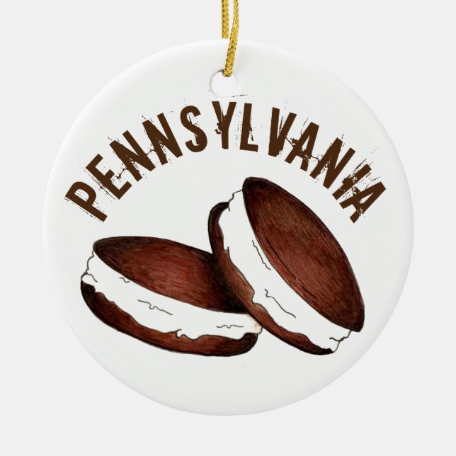 Amish Pennsylvania PA Dutch Foods Whoopie Pie Keramik Ornament (Vorne)