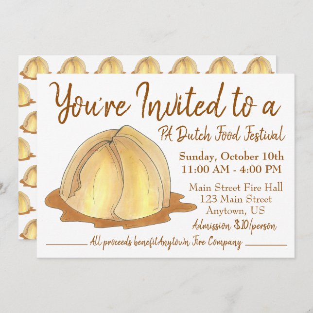 Amish Pennsylvania PA Niederländisch Food Festival Einladung (Vorne/Hinten)