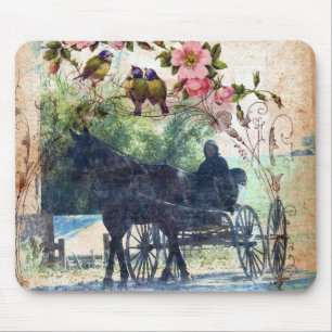 Amish Pferd und Buggy Birdie Texture Mousepad