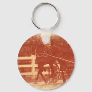Amish-Pferd und Buggy Sepia Schlüsselanhänger