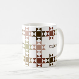 Amish Quilt neutrale Farben Personalisiert Kaffeetasse