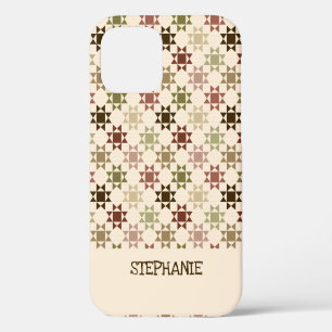 Amish-Quiltendruck Creme, Braun Personalisiert iPhone 12 Pro Hülle