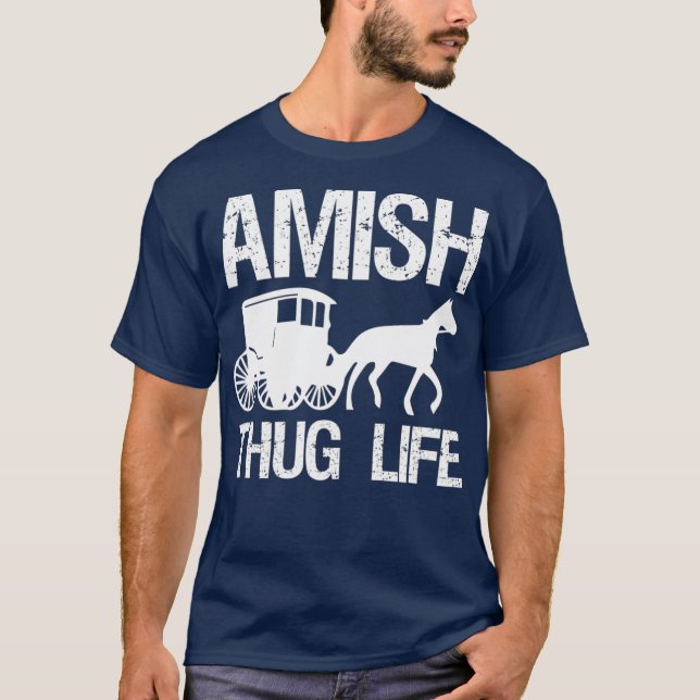 Amish Thug mit Buggy Gangster T-Shirt (Vorderseite)