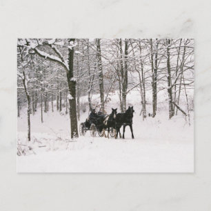 Amish Winter Snow Scene-Postcard Postkarte