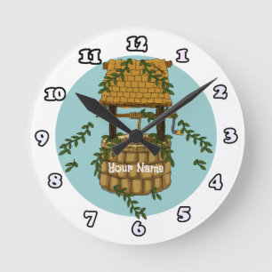 Amish Wunschbrunnen-Uhr Runde Wanduhr