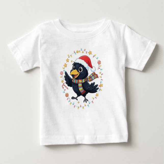 AMITA | Cheerful Crow - Holiday Lights Baby T-shirt (Vorderseite)