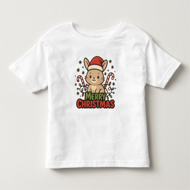 AMITA | Cute Bunny Merry Christmas Kleinkind T-shirt (Vorderseite)