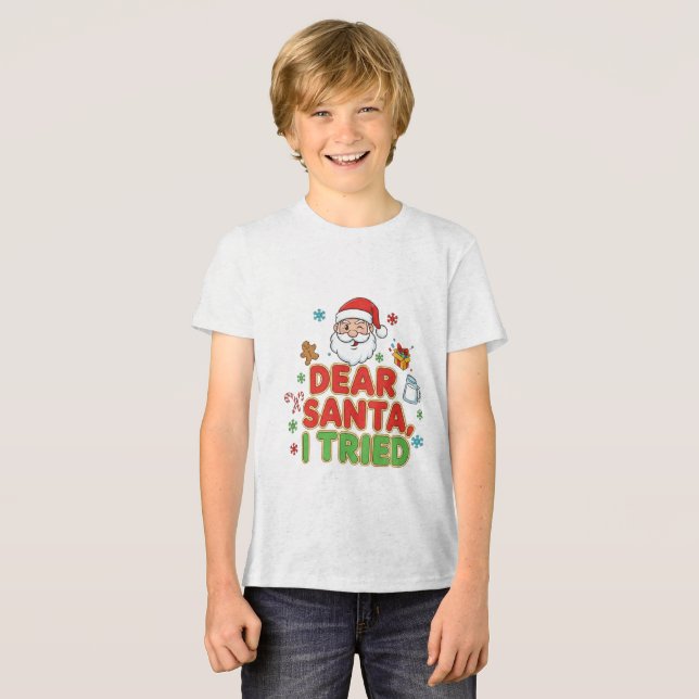 AMITA | Dear Santa, I Tried - Funny Christmas Tri-Blend Shirt (Vorderseite voll)