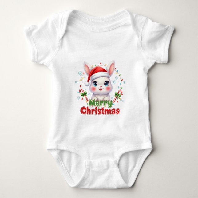 AMITA - Merry Christmas Bunny Baby Strampler (Vorderseite)