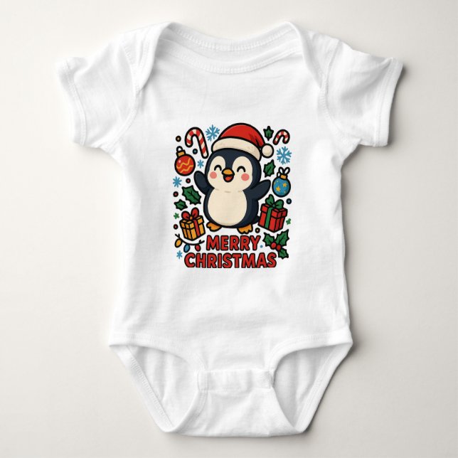 AMITA - Merry Christmas Penguin Baby Strampler (Vorderseite)