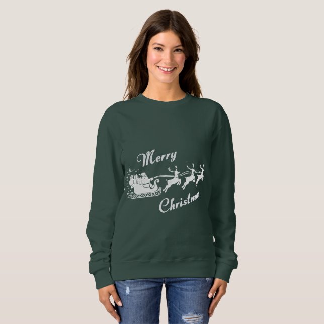 Amita - Santa Sleigh Christmas Design Sweatshirt (Vorne ganz)