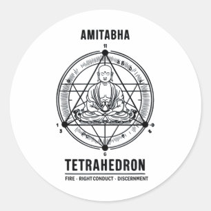 Amitabha Buddha Tetrahedron - Heilige Geometrie un Runder Aufkleber