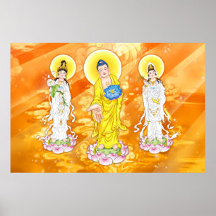 Amitabha Buddha und Bodhisattva Poster
