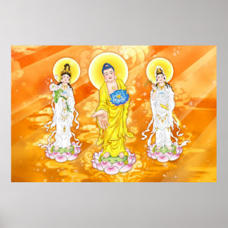 Amitabha Buddha und Bodhisattva Poster