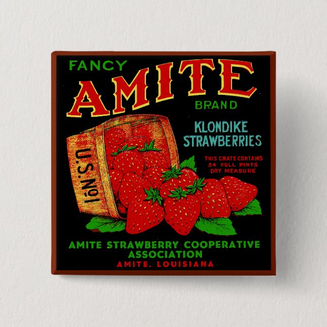 Amite Klondike Erdbeeren Button (Vorderseite)