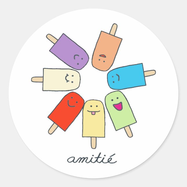 Amitié Runder Aufkleber (Vorderseite)