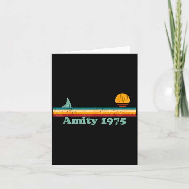 Amity 1975 Retro Sailboat And Sunset Design Idea  Karte (Vorderseite)