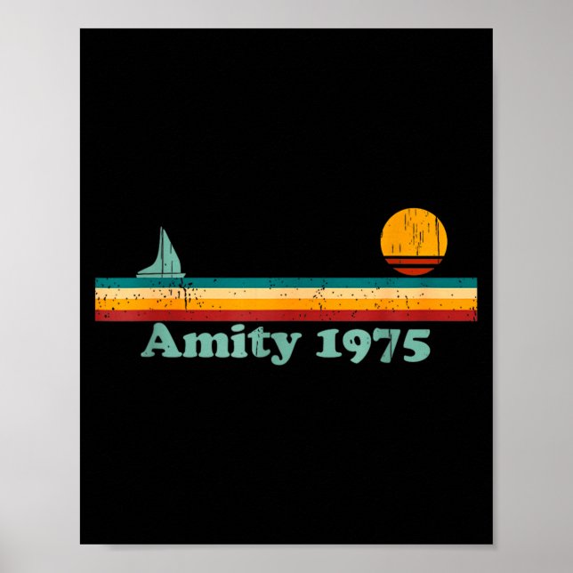 Amity 1975 Retro Sailboat And Sunset Design Idea  Poster (Vorne)