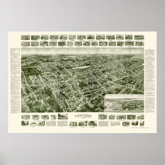 Amityville, NY Panoramic Map - 1925 Poster (Vorne)