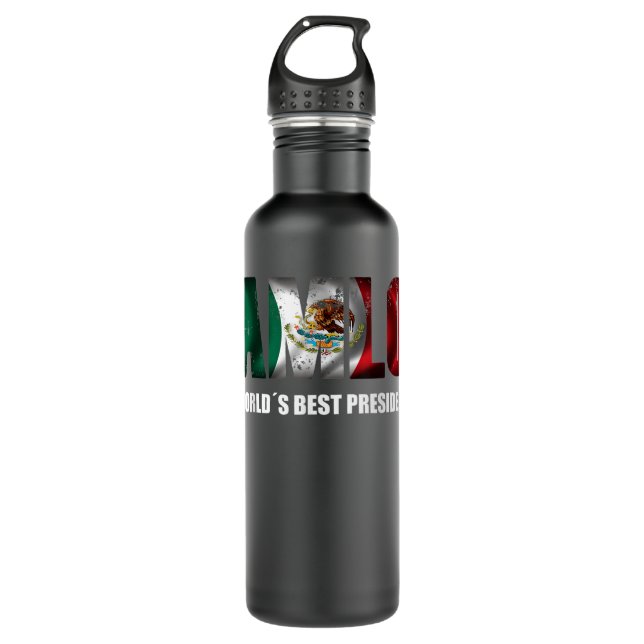 AMLO Andres Lopez Obrador mexikanischer Präsident Edelstahlflasche (Vorderseite)