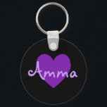 Amma Lila Schlüsselanhänger<br><div class="desc">Hübsches lila Herzdesign für Amma. Ein niedliches Geschenk für Mädchen.</div>