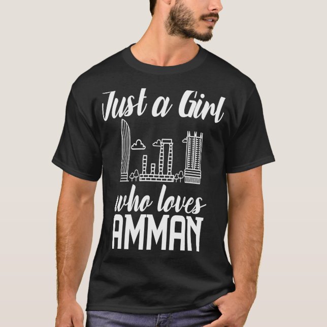 Amman Jordan City Skyline Karte Reise 1 T-Shirt (Vorderseite)