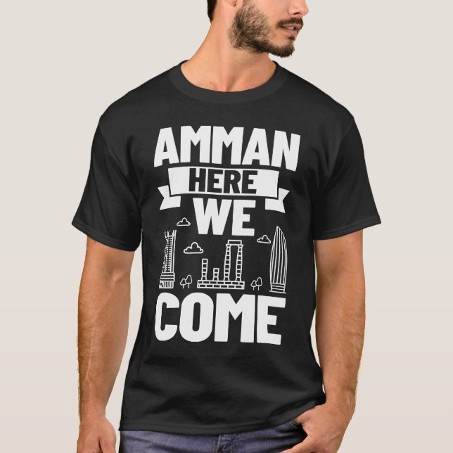 Amman Jordan City Skyline-Landkarte T-Shirt (Vorderseite)
