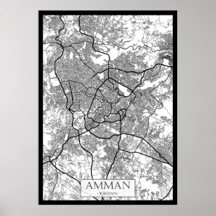 Amman Jordan Stadtplan Poster
