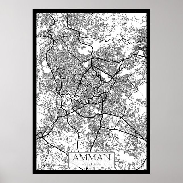 Amman Jordan Stadtplan Poster (Vorne)