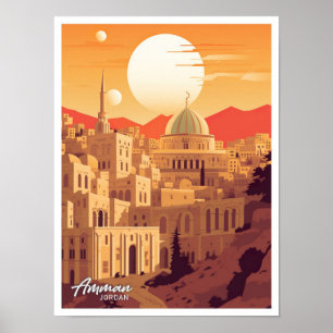 Amman Jordan Vintage-Reiseillustration Poster