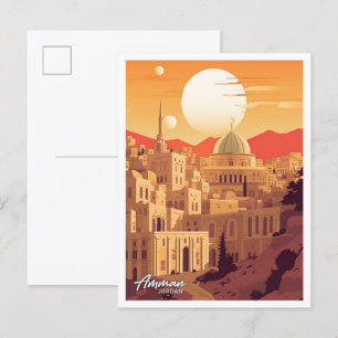 Amman Jordan Vintage-Reiseillustration Postkarte