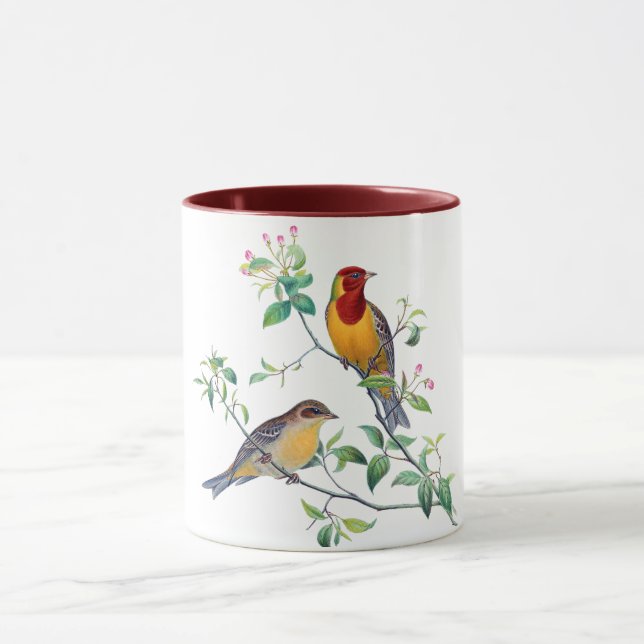 Ammer Vögel auf Zweigen Tasse (Zentrum)