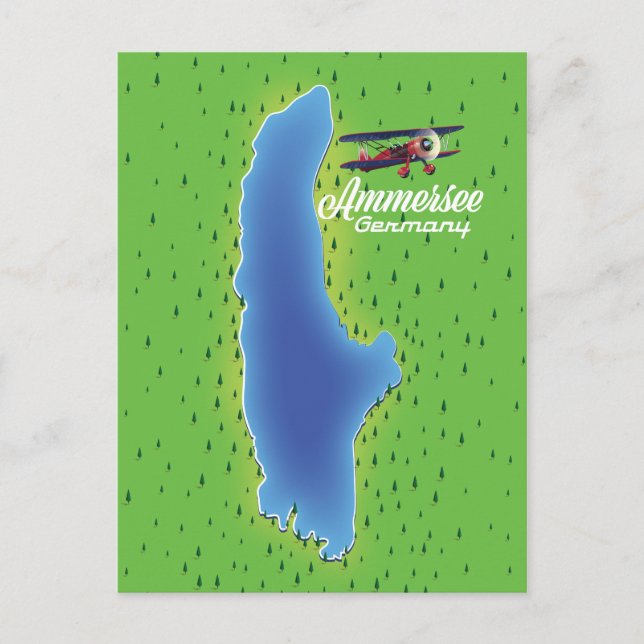 Ammersee-Landkarte Postkarte (Vorderseite)