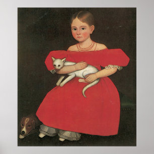 Ammi Phillips Girl in Rot mit ihrer Katze und ihre Poster