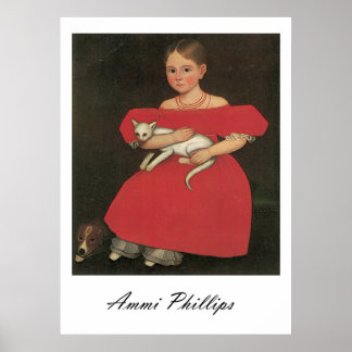 Ammi Phillips Girl in Rot mit ihrer Katze und ihre Poster