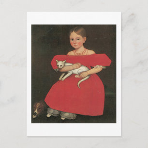 Ammi Phillips Mädchen in Rot mit ihrer Katze und i Postkarte