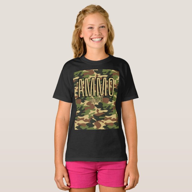 AMMO Apparel Classic Army Print Girl's T - Shirt (Vorne ganz)