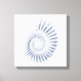 Ammonit blau auf weißgestrichene Canvas Print Leinwanddruck