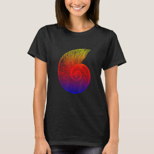 Ammonit Red Blue Yellow Fossil Design T-Shirt