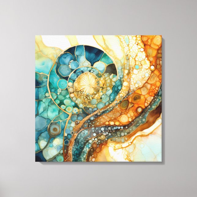 Ammonite Gem Fossil Leinwand Art (Vorderseite)